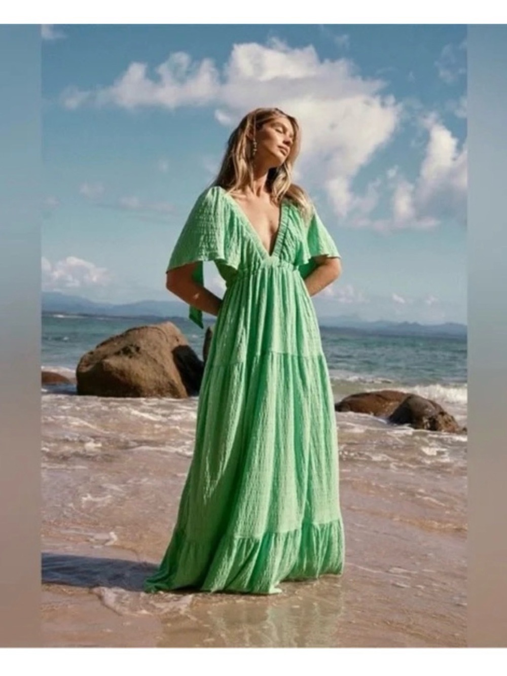 Free People Beach La La Maxi Dress Green Lime